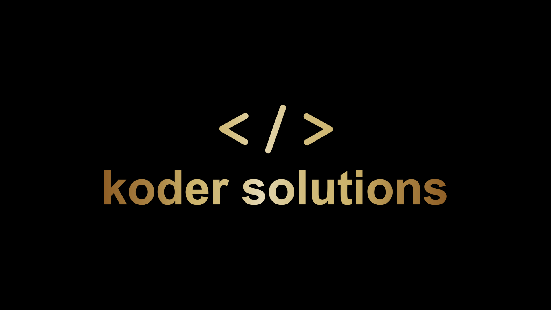 logo do site koder solutions, dourado com pretro, com simbolo de código e a palavra koder soluitons