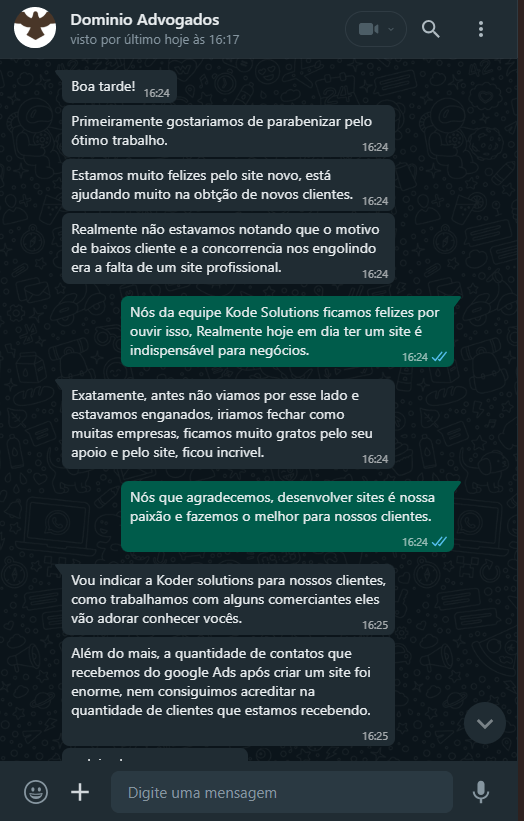 Terceiros depoimento do site koder soluitons.